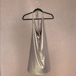 LOVE Sadie Gold Halter Backless Dress